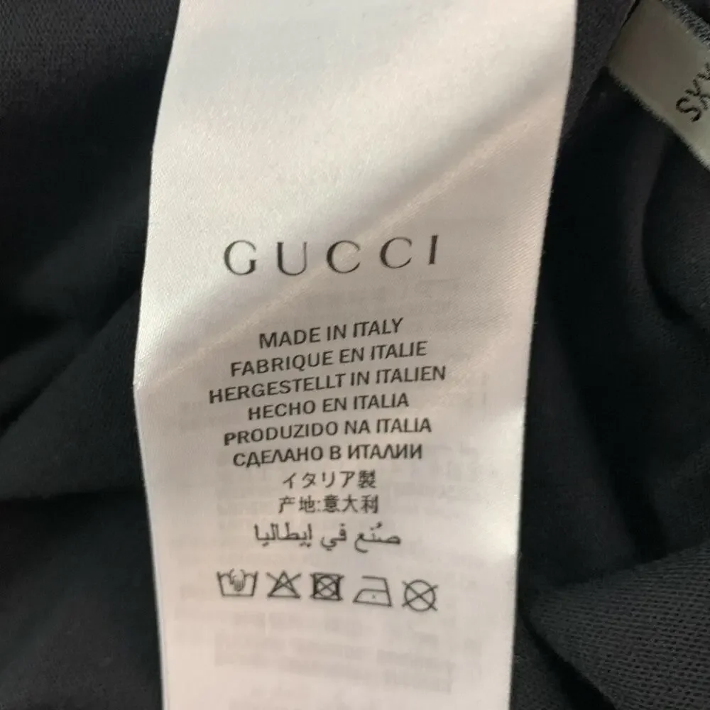 GUCCI Size XXS Black Gold Embroidery Cotton Sleeveless T-shirt